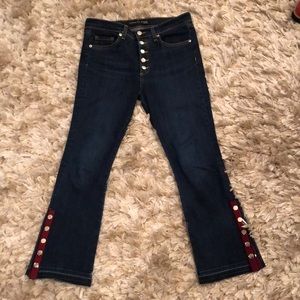 Veronica Beard jeans with frayed edges